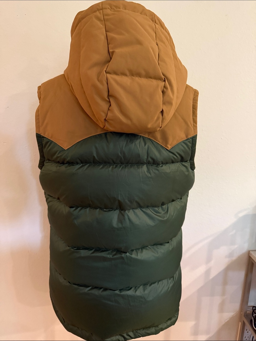 Patagonia M Bivy down vest blue green brown hooded snap front great condition - Picture 4 of 9